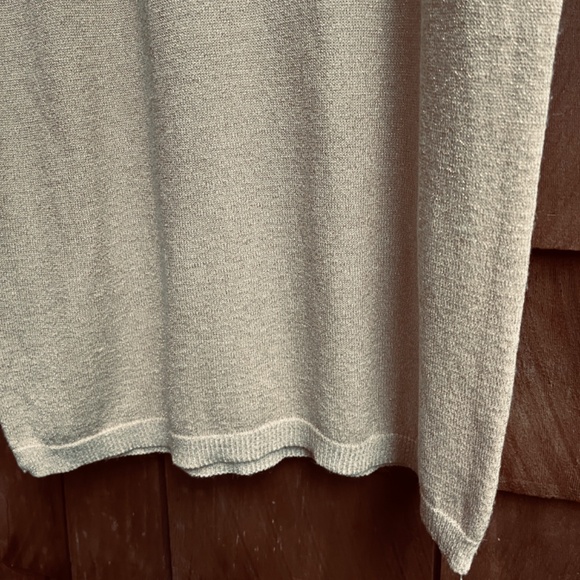 ALCHEMIA TRICOT 🇮🇹 Italy Women Long Sleeve Metallic Sweater Dress M White Gold - Picture 9 of 13